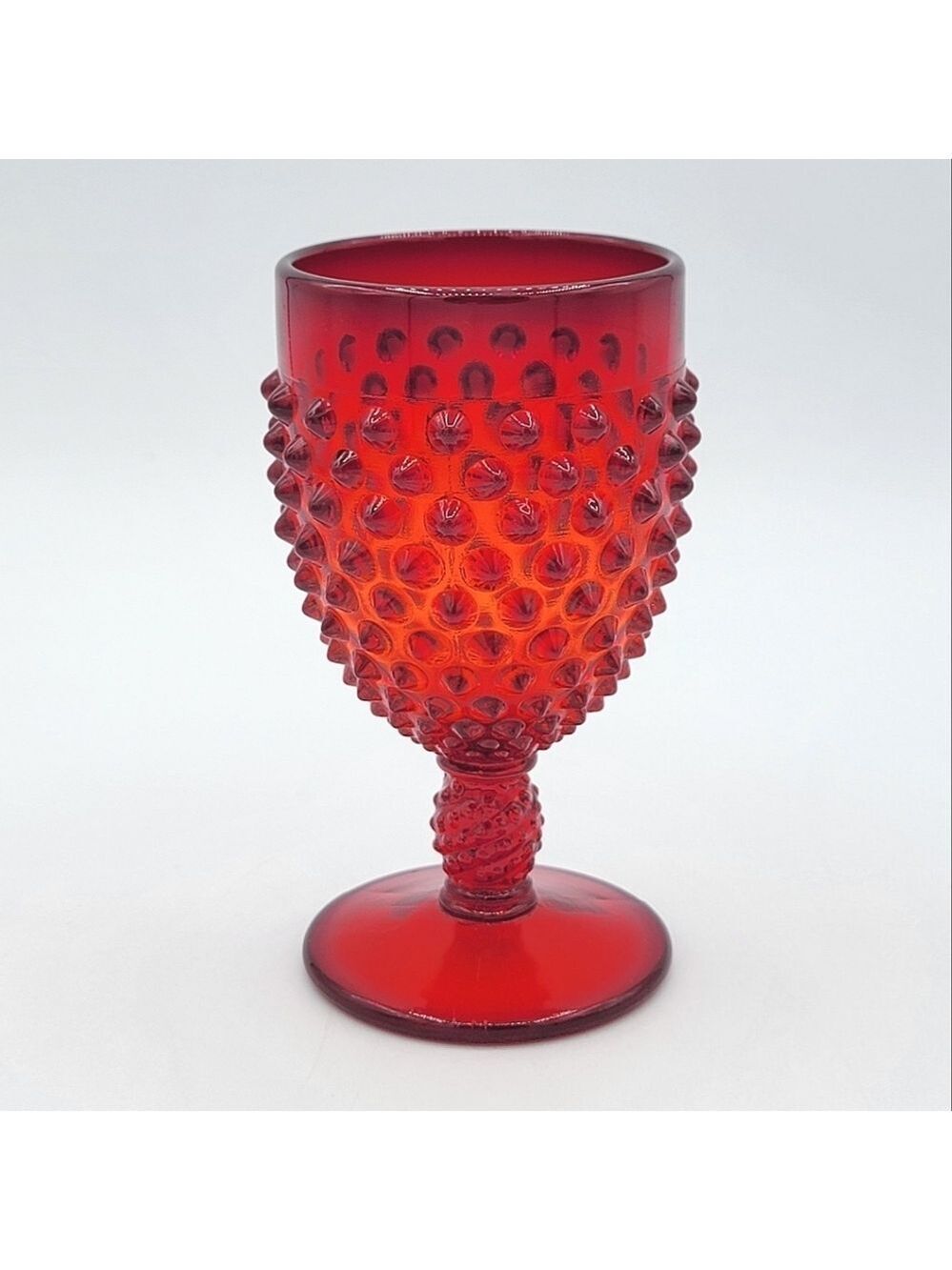 Fenton Red Hobnail Glass Goblet #2449